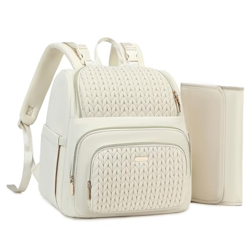 Diaper Bag Backpack - Lightweight & Stylish, Boys, Girls & Baby Travel Essentials Tote with Changing Pad, Insulated Pocket, Stroller Strap - Baby Diaper Backpack for Mom, Maternity (Beige)