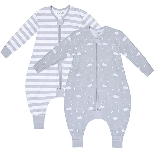 Mama Cheetah Toddler Sleep Sack with Feet, Long Sleeve 0.5 TOG Organic Cotton Baby Sleeping Bag with Legs, Wearable Blanket for Walkers w/ 2-Way Zipper, Toddler Blanket for Girls & Boys 6-18 M