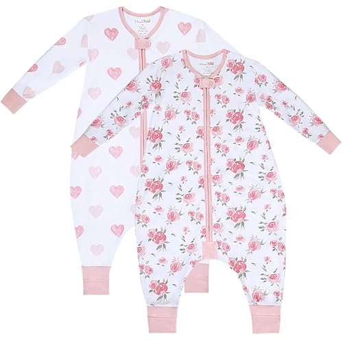 Mama Cheetah Toddler Sleep Sack with Feet, Long Sleeve 0.5 TOG Organic Cotton Baby Sleeping Bag with Legs, Wearable Blanket for Walkers w/ 2-Way Zipper, Toddler Blanket for Girls & Boys 4-5T