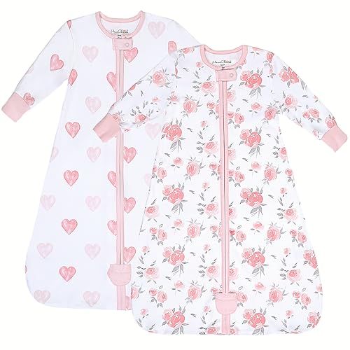 Mama Cheetah Baby Sleep Sack with Sleeves, 0.5 TOG Organic Cotton Wearable Blanket and Two-Way Zipper, Swaddle Transition Long Sleeve Sleeping Bag for Newborn Infant Toddler, 12-18 Months