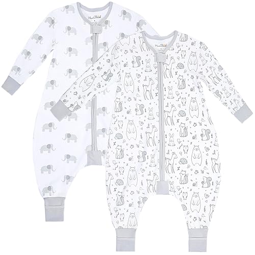 Mama Cheetah Toddler Sleep Sack with Feet, Long Sleeve 0.5 TOG Organic Cotton Baby Sleeping Bag with Legs, Wearable Blanket for Walkers w/ 2-Way Zipper, Toddler Blanket for Girls & Boys 2T