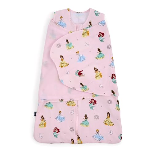 HALO Disney Baby 100% Cotton Sleepsack Swaddle, 3-Way Adjustable Wearable Blanket, TOG 1.5, Disney Princess, Small, 3-6 Months