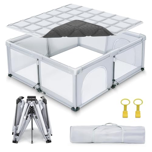 Baby Playpen Foldable, Large Play Yard,Playpen for Babies and Toddlers, Play Pens for Babies and Toddlers with Gate, Indoor & Outdoor Portable Play Pen