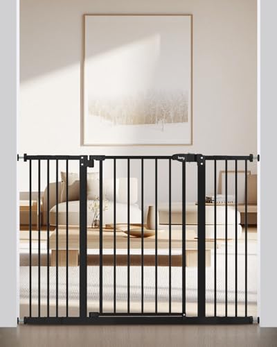 keny 29"-42.7" Baby Gate for Stairs, Auto Close Dog Gate for Doorways, No Drilling Needed, Safety Barrier for Kids and Pets, 30" Tall, Black
