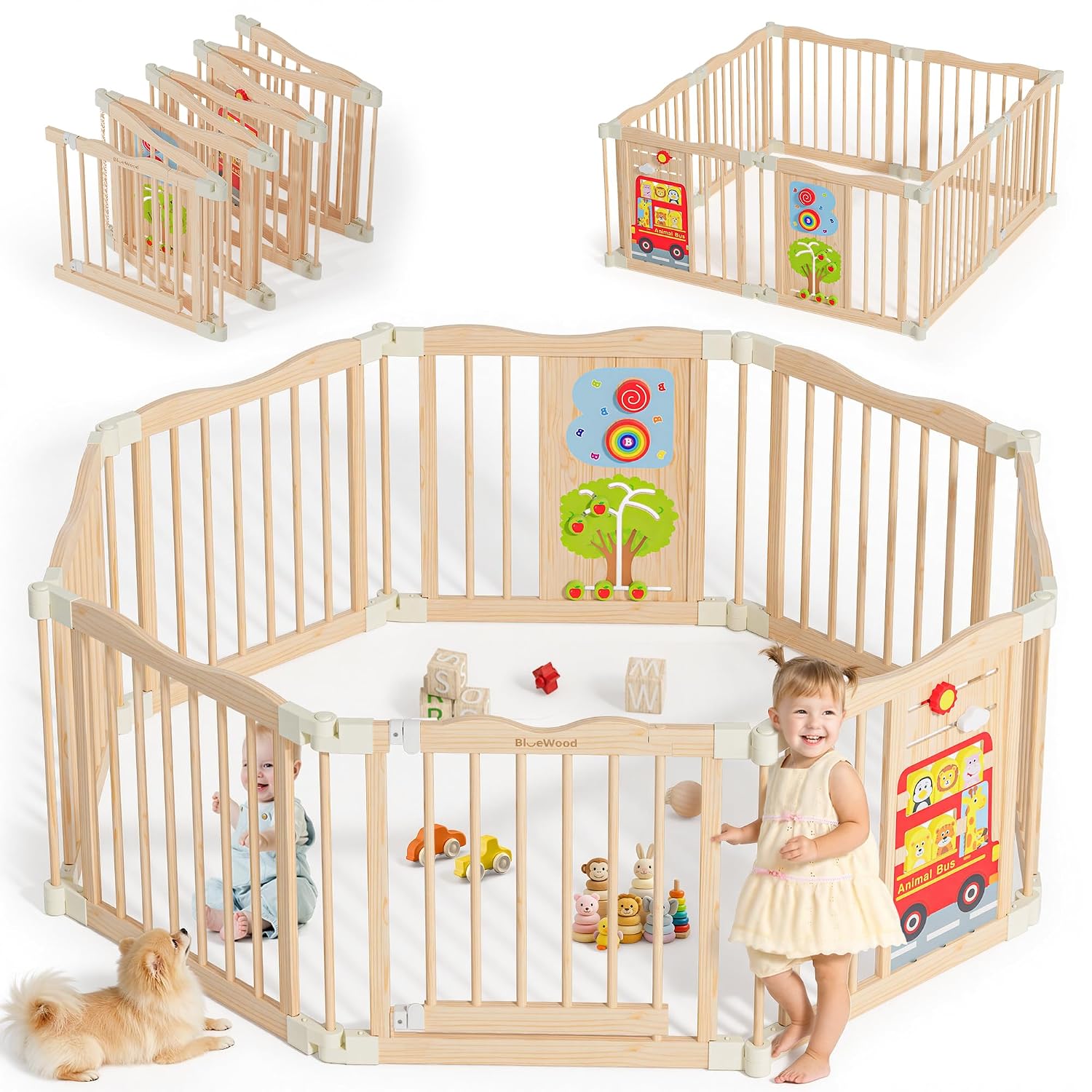 BlueWood Foldable Wooden Playpen