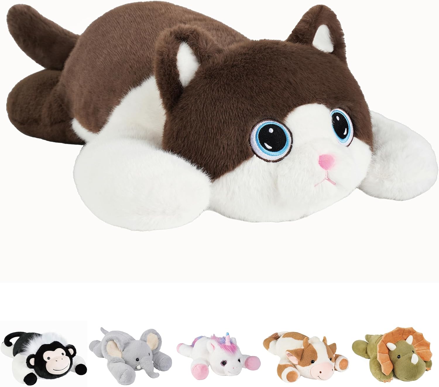 Weighted Stuffed Animals Cat - 21.3" Cute Toy Pillow Plushie Gifts for Kids Boys Girls & Adults, 3 lbs Ultra-Soft Washable Plush Pillowfort