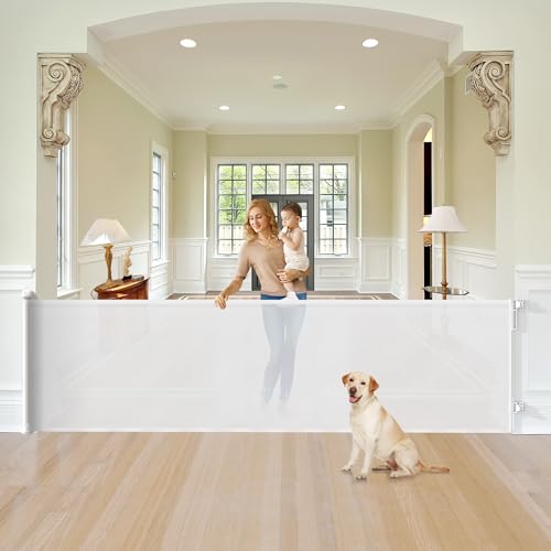 MOMSSY 34" Tall 122" Retractable Gate (White)