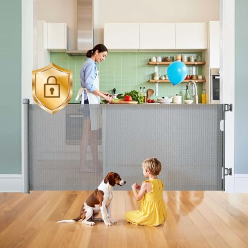 Hardware Mount Retractable Baby Gate (Grey)
