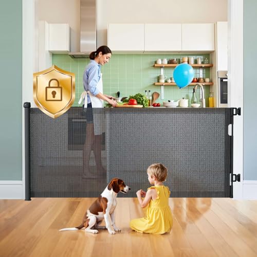 Hardware Mount Retractable Baby Gate (Black)