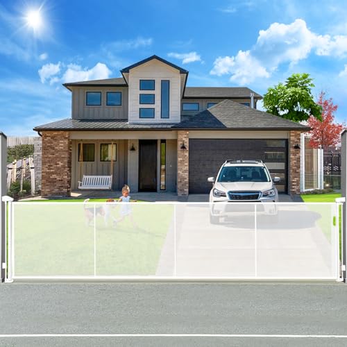160" Retractable Baby Gates Extra Wide Dog Gate, Long Child Safety Gate, 37" Tall Toddler Pet Gate Mesh Gate with Reinforced Strips for Doorways, Stairs, Hallways, Outdoor & Indoor Large Openings