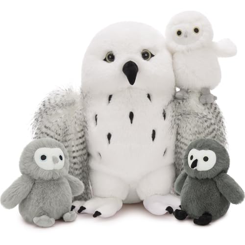 4Pcs Owl Plush Set, Giant Mother Owl Stuffed Animal with 3 Baby Owls Inside, 18" Cute Stuffed Owl for Girls Boys Kids, Soft Owl Plushie Gift for Christmas Birthday Baby Shower