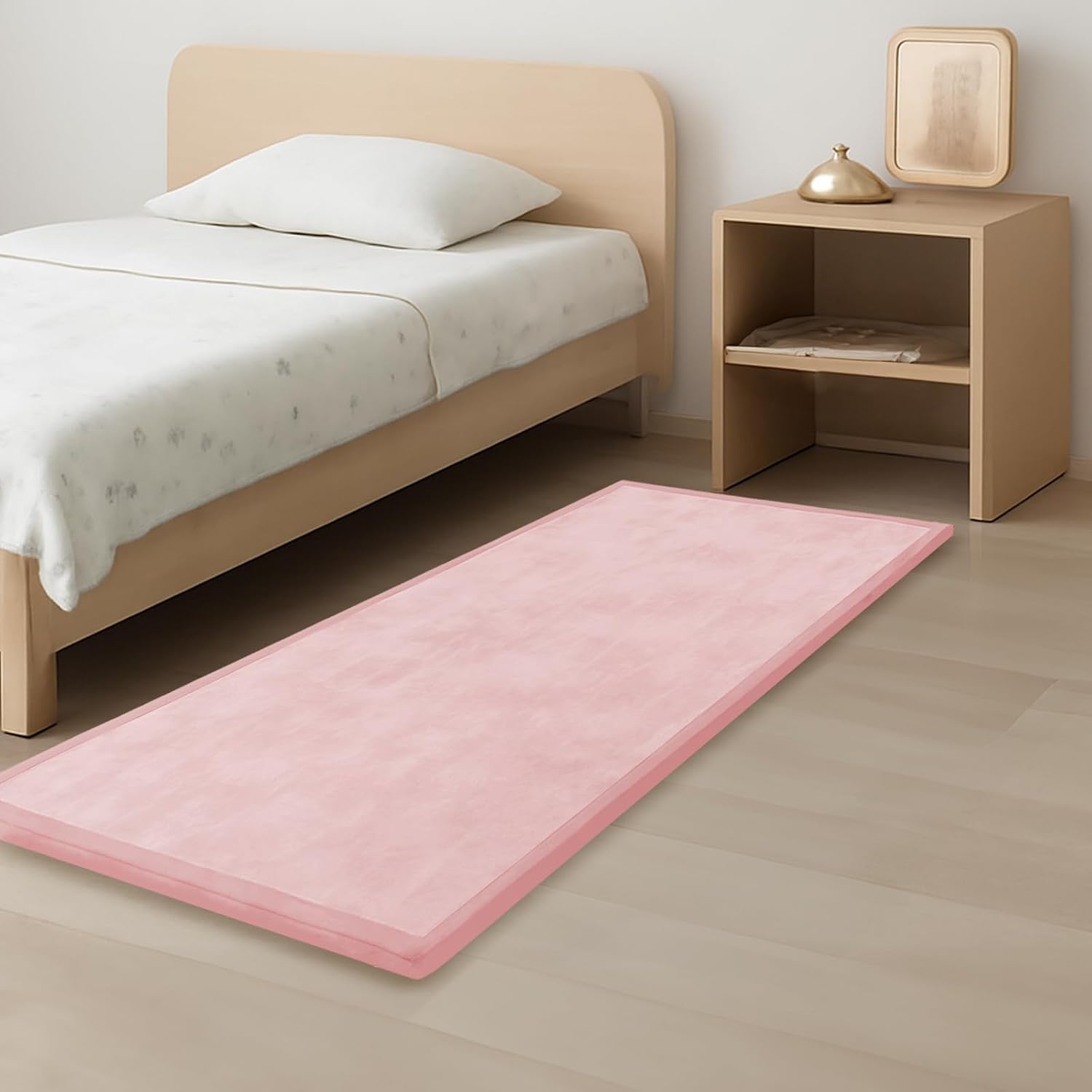 Baby Play Mat for Kids Room,Extra Thick Elasti-Foam Anti-Fall Cushion Mat for Babies,Toddlers,Infants,Water-Repellent&Non-Slip Bedroom Bedside Rugs(Pink)