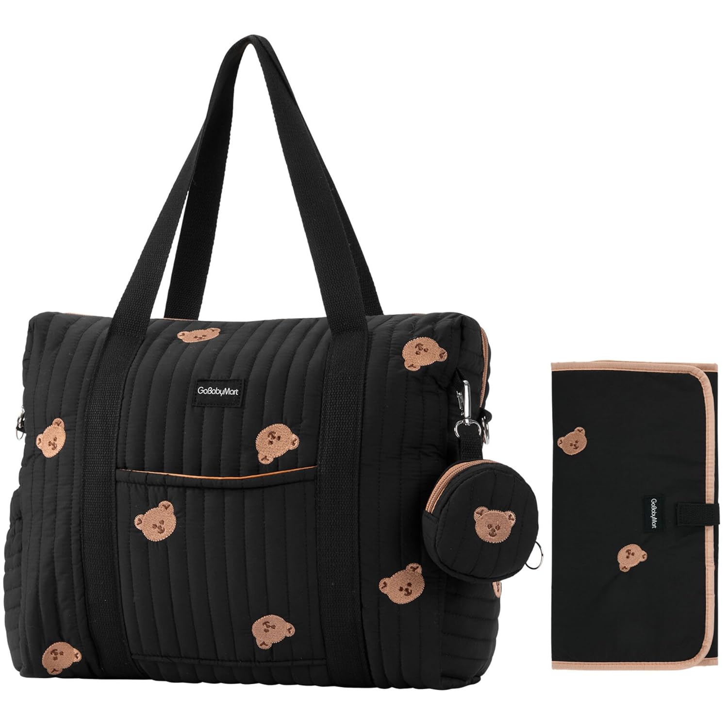GOBABYMART Large Diaper Bag Tote (Black Bears)
