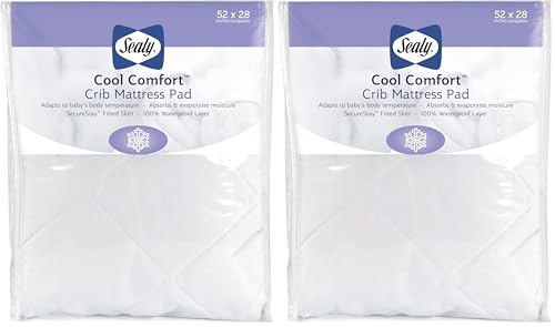 Sealy Baby Cool Comfort Fitted Waterproof Infant Cooling Crib Mattress Protector Pad