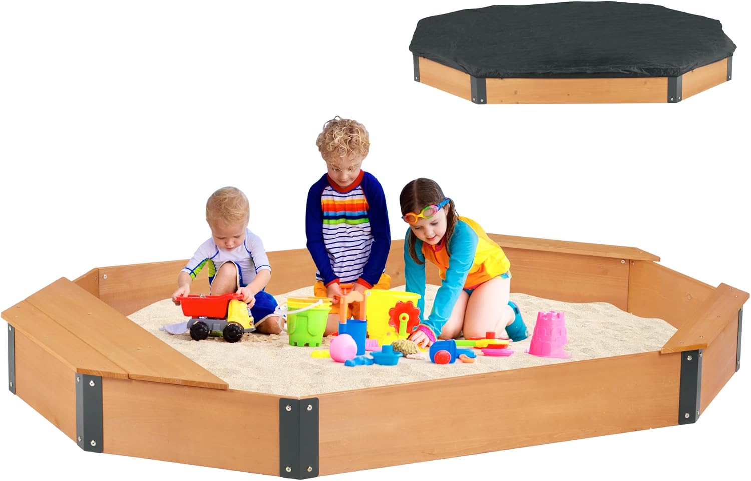 Soliwood 75.5"x53" Octagon Sandbox