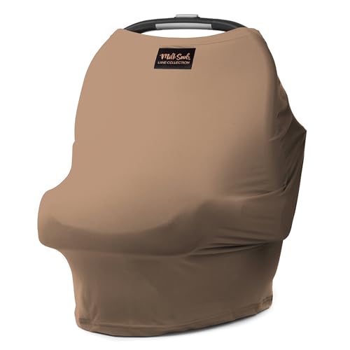 Milk Snob Original 5-in-1 Luxe Nursing Cover in Cocoa - Added Privacy Breastfeeding Cover, Car Seat Cover for Carrier, Stroller, High Chair, Shopping Cart, Lounger Canopy, Newborn Essentials