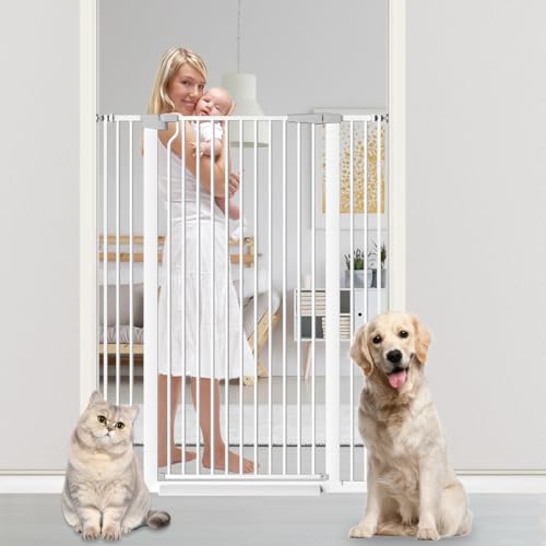 51.18" Extra Tall Cat Gate for Doorway 29.6-40.5" Width,Tall Baby Gate Cat Gate Extra Wide Cate Gate Safety,Extra Narrow Auto-Close for Indoor Stairs, Doorways, and Kitchen