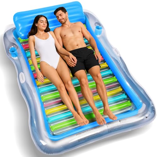 Inflatable Tanning Pool Lounger Float Adults, BAIAI Large Pool Floaties Rafts for Adults with Headrest Drink Holder Sun Tanning Floats for Swimming Pool Lake River Beach Blow Up Floats (XL)