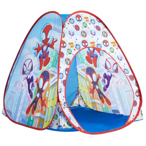 Marvel Spidey and His Amazing Friends 3 Piece Adventure Slumber Set,Pop-Up Play Tent,Pillow & Flashlight,Fun Playhouse for Kids Ages 3