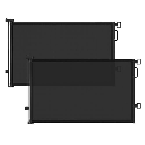 Retractable Baby Gates 2 Pack, 55" Wide Mesh Dog Gate Indoor, 34'' Tall Gate for Stairs Doorways Hallways Deck, Child Pet Safety Gate for Indoor Outdoor Home Use, Black
