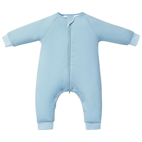 Baby Sleep Sacks with Feet, 1.0 TOG Long Sleeve Wearable Blanket for 06M Infants & 2T4T Toddlers, Soft and Cozy