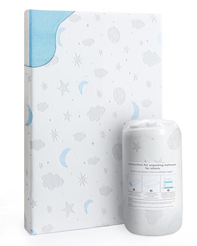 Pack and Play Mattress 38x26'' Breathable Soft Plush Memory Foam for Baby Toddler Travel Includes Removable Washable Cover Fits Play Pen Playard Pack n Play Mattress Topper Pad