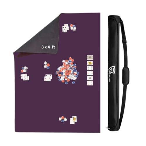 Board Game Mat for 36 x 48 in Tables, Mahjong Mat with Carrying Bag, Neoprene Playmat, Table Cover for Board Games, Tile, Poker, RPG and Dominoes (Burgundy, 36 x 48 Inches)