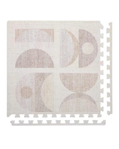 Baby Play Mat  4x6 Sandstone Luna  Set of 6 Tiles  Cushioned EVA Foam Play Mat for Floor, Soft Interlocking Baby Crawling Mats for Hard Floors