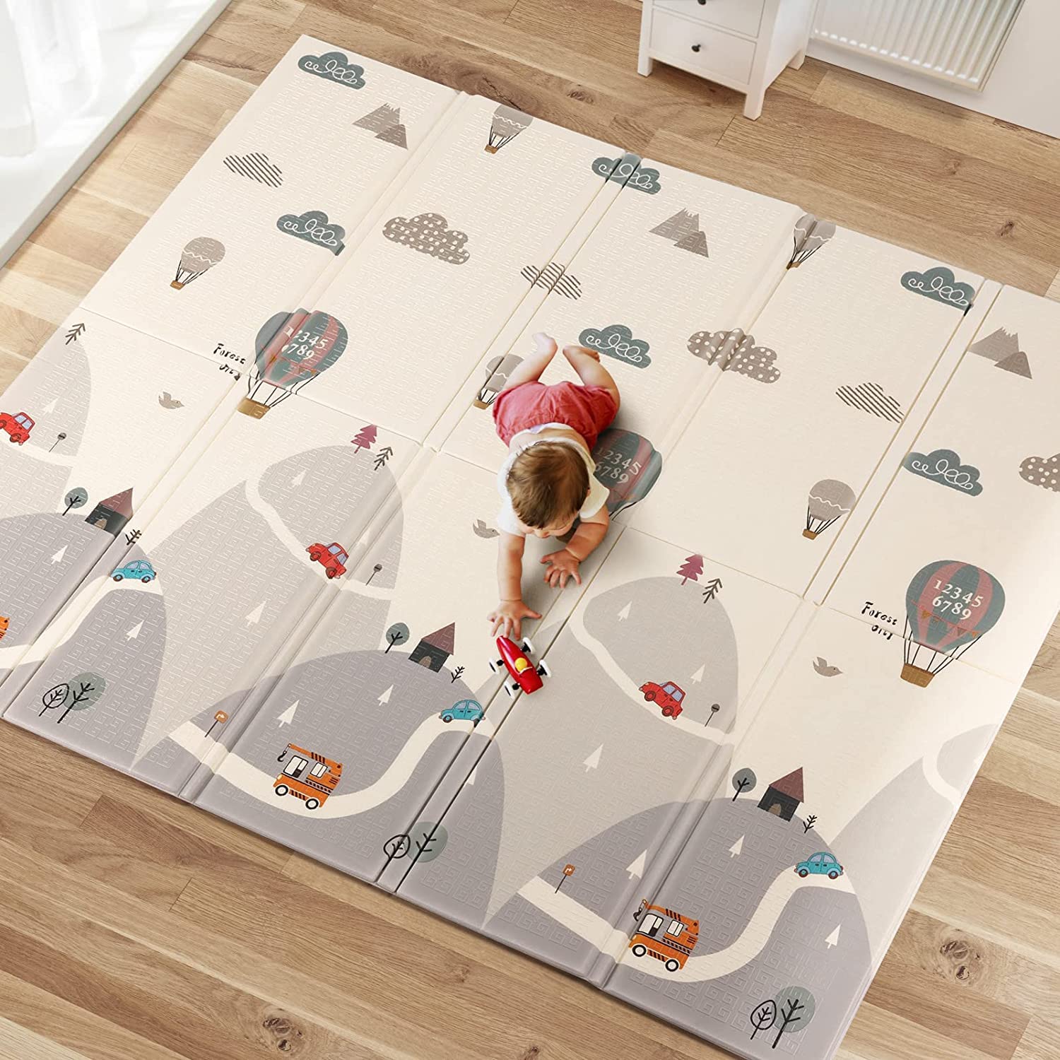 UANLAUO Baby Play Mat - 71"x 59" Large Baby Mat for Floor,Foldable Playmats for Babies and Toddlers, Waterproof Foam Play Mats with Travel Bag,Play & Tummy Time,Indoor&Outdoor