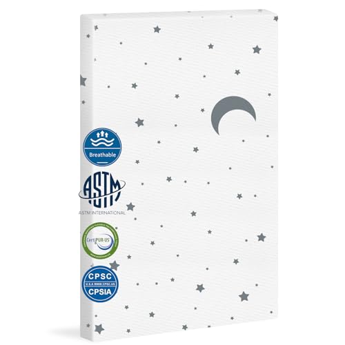 Pack and Play Mattress 38"x26" Crib Mattress for Baby and Toddler - Pack N Play High Density Support Foam Portable Washable Breathable Waterproof Cover