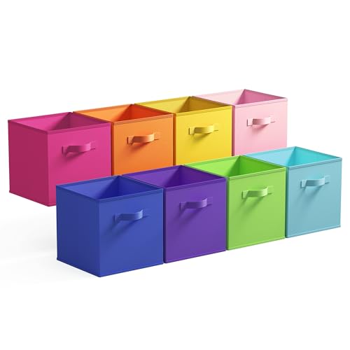 GRANNY SAYS 11 Inch Cube Storage Bins, Colorful Cube Storage Organizer, Fabric Storage Bins, Storage Cubes for Shelves, Closet, Toy Storage Bins for Kids Room, Play Room, Rainbow, 8-Pack