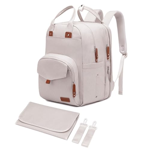 Qualyphant Large Diaper Bag Backpack (Beige)