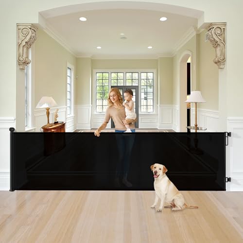 MOMSSY 34" Tall 122" Retractable Gate (Black)