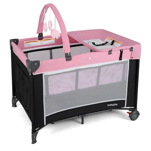 BABY JOY 3 in 1 Pink Pack and Play