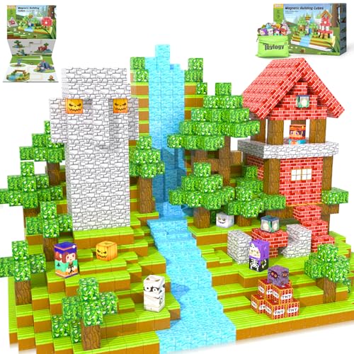 150PCS Large Magnetic Blocks - Build Mine Magnet World Forest Tiles, Magnet Kids Games Classroom Must Haves Toddlers Magnetic Toys for Boys & Girls 3-5 6-8, STEM Montessori Sensory Ourdoor Toys Gift