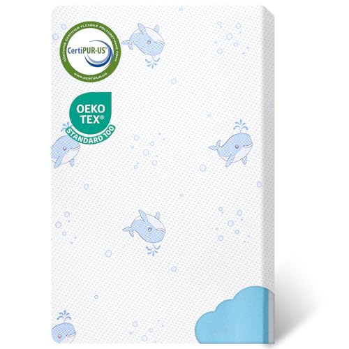 Pack and Play Mattress,38x26 Trifold Pack N Play Mattresses, Soft & Firm Breathable Memory Foam Portable Travel Baby Mattress for Pack N Play with Removable Cover Washable