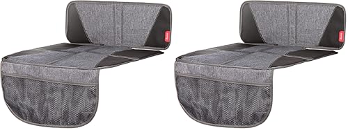 Diono Super Mat Car Seat Protector for Infant Car Seat, Booster Seat and Pets, Crash Tested, Thick Padding, Non Slip Backing, Durable, Water Resistant Protection, 3 Handy Mesh Storage Pockets, Gray