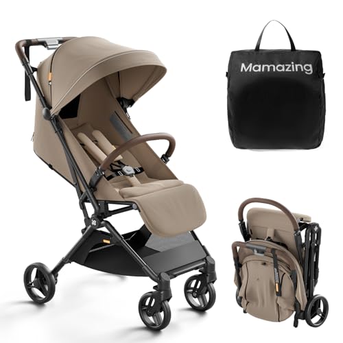 MAMAZING Lightweight Baby Travel Stroller with Carbon Fiber Frame, Compact & Airplane-Friendly, One-Handed Folding Design, 11.6 lbs, Perfect for Toddlers, Simply Taupe