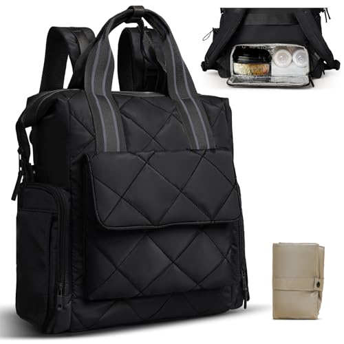 Omanmoli Quilted Diaper Bag (Black)