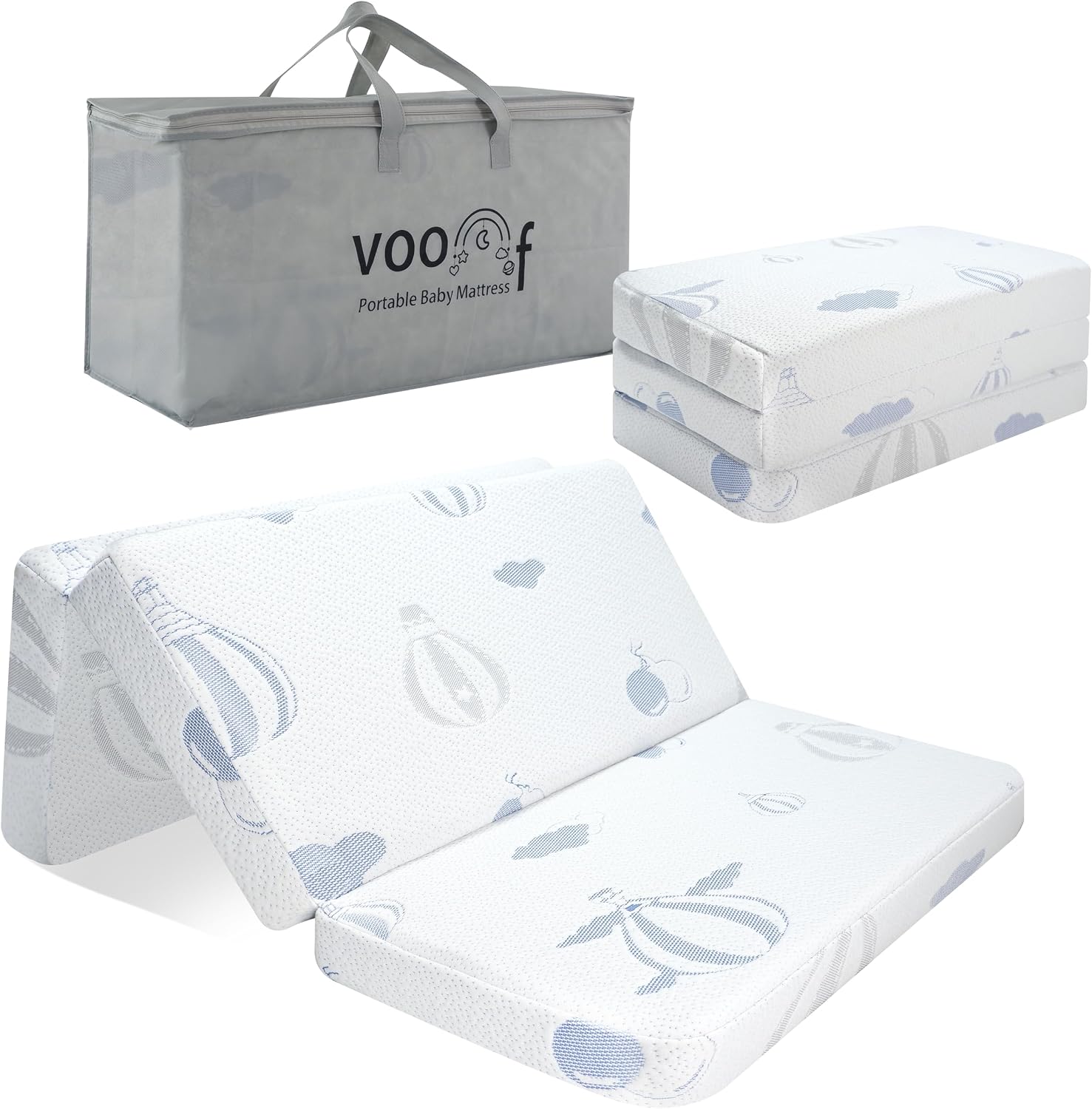 Trifold Pack and Play Mattress, 38"x26" High Density Foam Pack N Play Mattresses for Baby Toddler, Foldable Portable Travel Crib Mattress for Pack N Play Playpen with Carry Bag, 1.5"