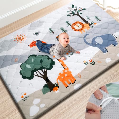 TINYHARBO Premium Foam Baby Play Mat 74" x 50"