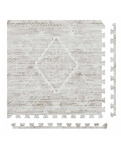 Baby Play Mat  4x6 Driftwood Ula  Set of 6 Tiles  Cushioned EVA Foam Play Mat for Floor, Soft Interlocking Baby Crawling Mats for Hard Floors